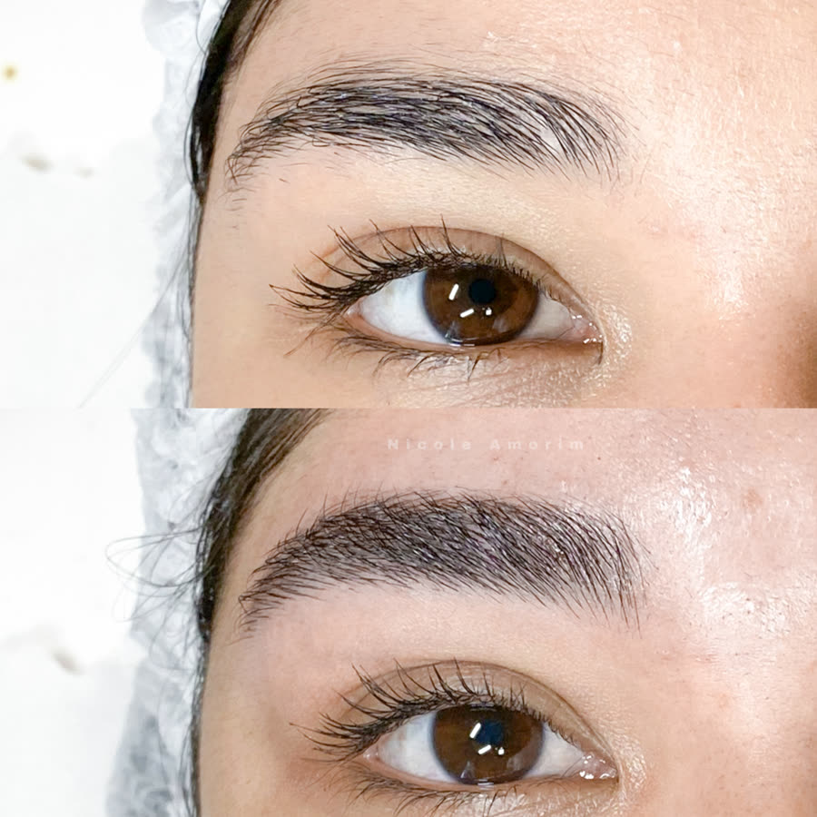 Antes e depois de nanofios com fios desenhados